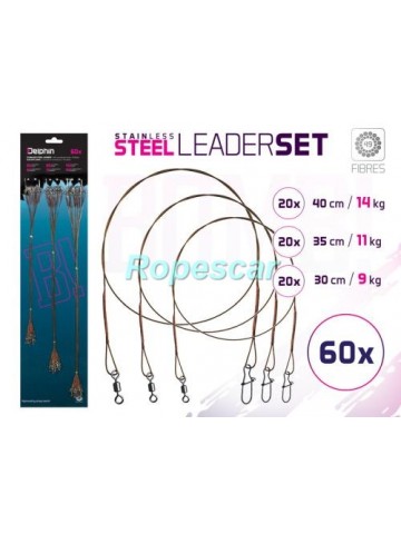 Set x 2 strune din oţel LeaderSet BOMB! cu vârtej şi carabină / 49 fibre - Delphin